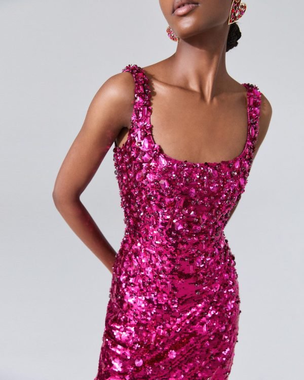 Vestido mídi adornado com lantejoulas - Imagem 4