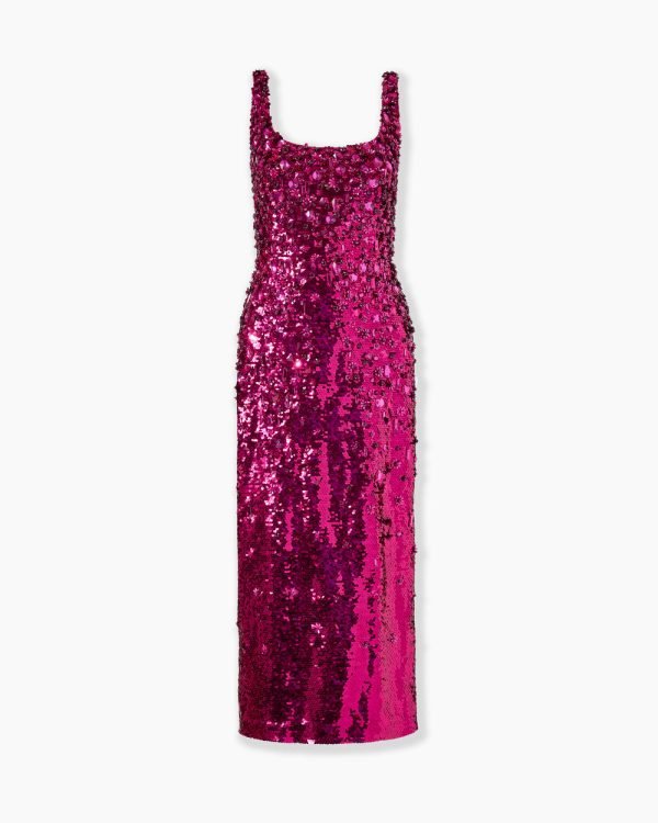 Vestido mídi adornado com lantejoulas