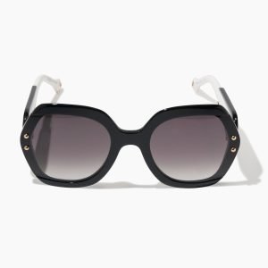 Hexagonal Frame Sunglasses with Contrast Temples