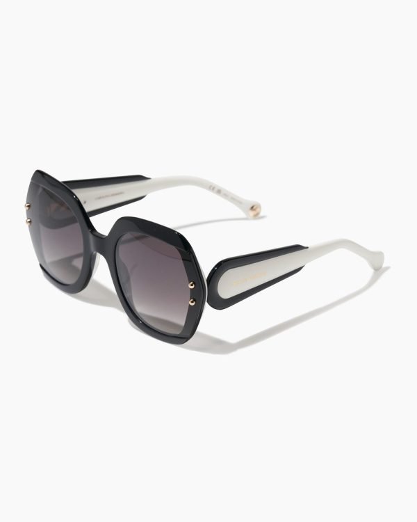 Hexagonal Frame Sunglasses with Contrast Temples - Imagem 3