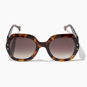 Hexagonal Frame Sunglasses with Contrast Temples