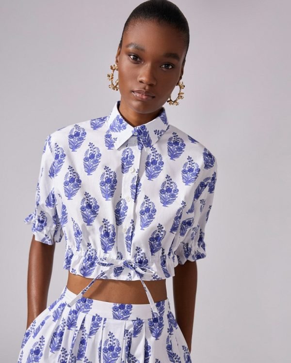 Camisa cropped com estampa em bloco floral - Imagem 4