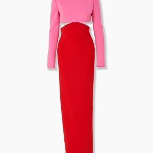 Vestido longo reto com cintura recortada