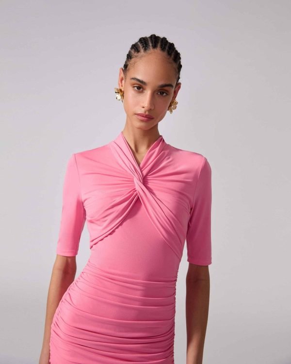 Vestido mídi de jersey franzido - Imagem 4