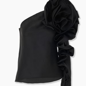 Blusa assimétrica com rosa