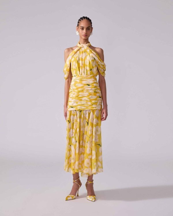 Blusa de gola alta em chiffon com estampa floral - Imagem 2