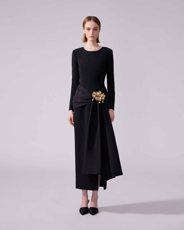 Vestido mídi com faixa - Imagem 2