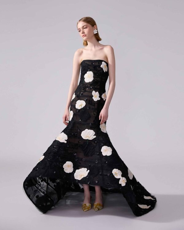 Vestido trompete assimétrico bordado - Imagem 2