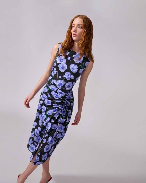Vestido mídi com estampa floral e cordão - Imagem 4