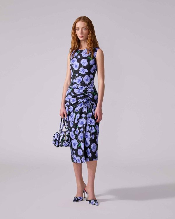 Vestido mídi com estampa floral e cordão - Imagem 2