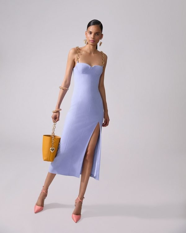 Vestido mídi com alça de corrente - Imagem 4