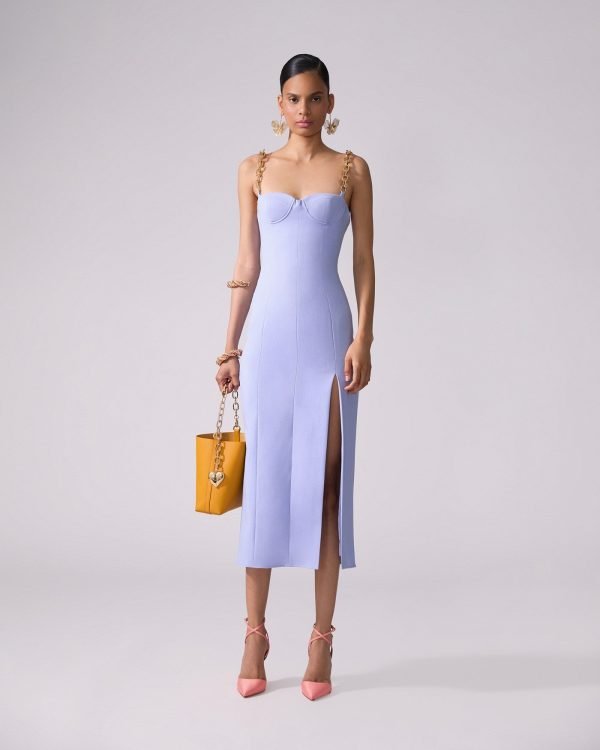 Vestido mídi com alça de corrente - Imagem 2