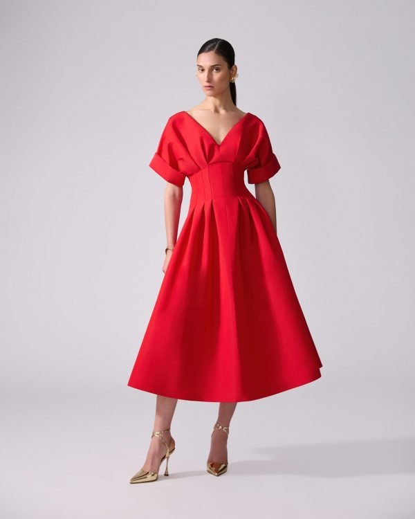 Vestido mídi com cintura ajustada - Imagem 2
