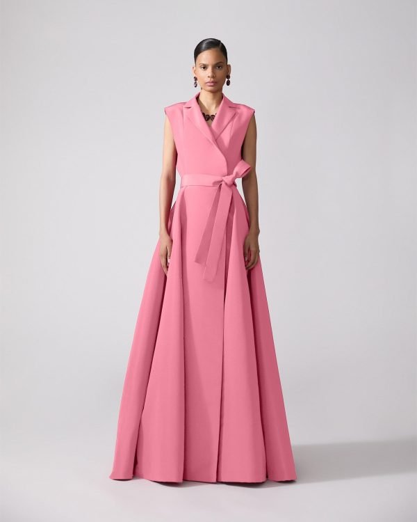 Vestido longo trench sem mangas e com cinto - Imagem 2