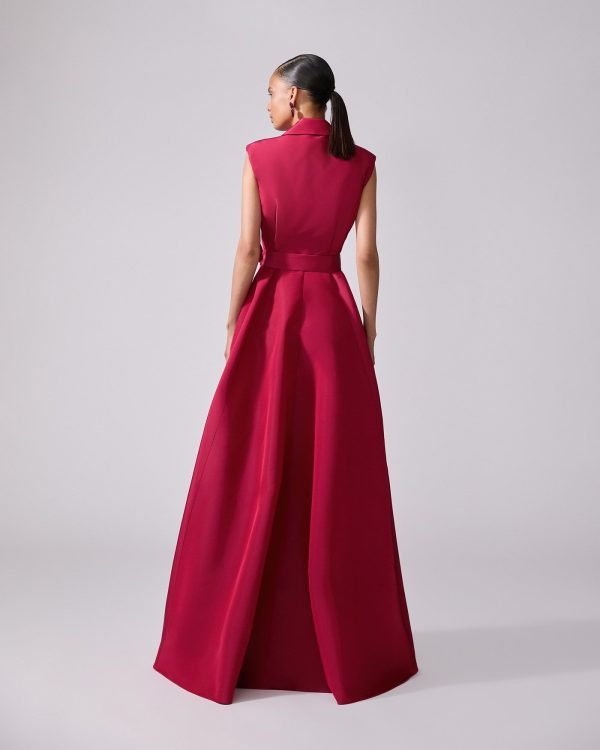 Vestido longo trench sem mangas e com cinto - Imagem 3