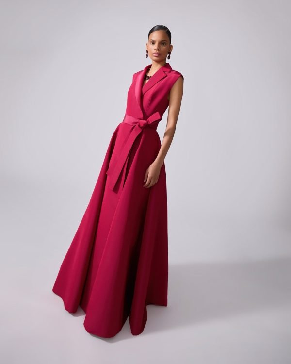 Vestido longo trench sem mangas e com cinto - Imagem 4