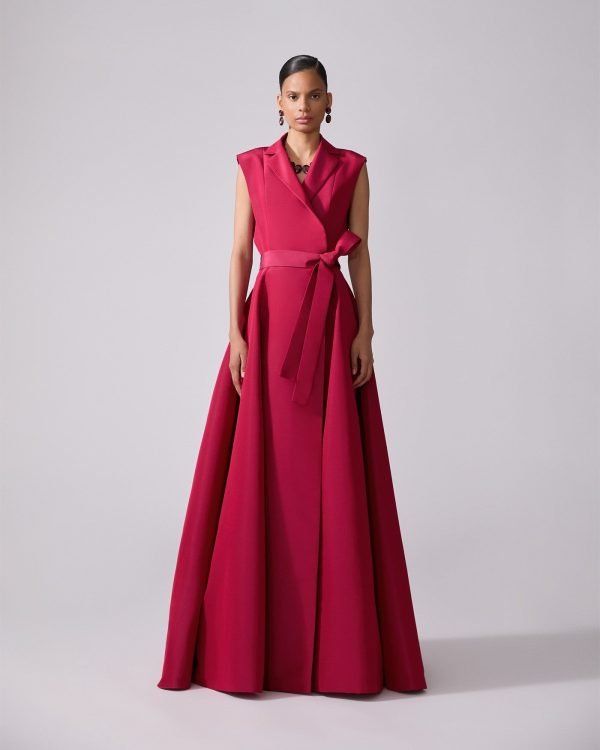 Vestido longo trench sem mangas e com cinto - Imagem 2