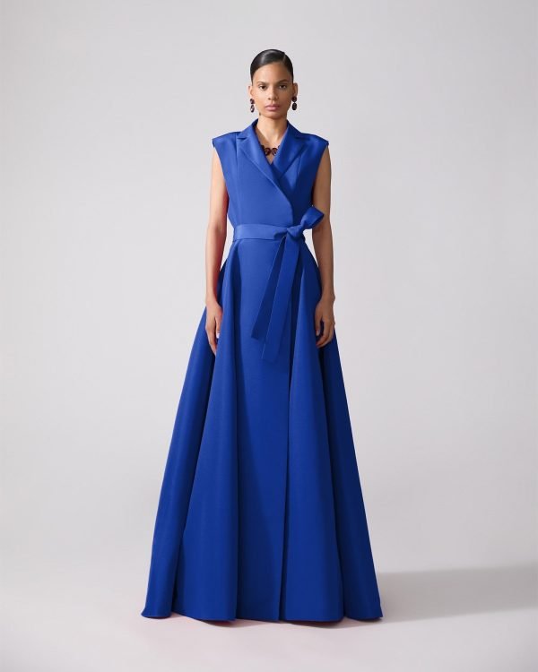 Vestido longo trench sem mangas e com cinto - Imagem 2