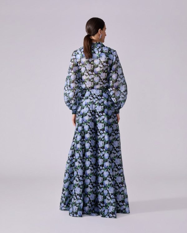 Camisa de organza com estampa de peônias - Imagem 4