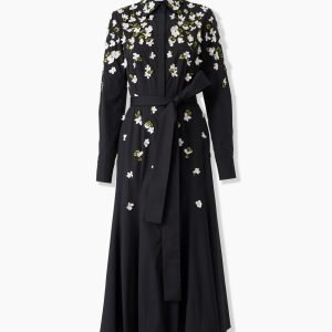 Vestido mídi bordado floral
