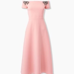 Vestido mídi bordado com laço