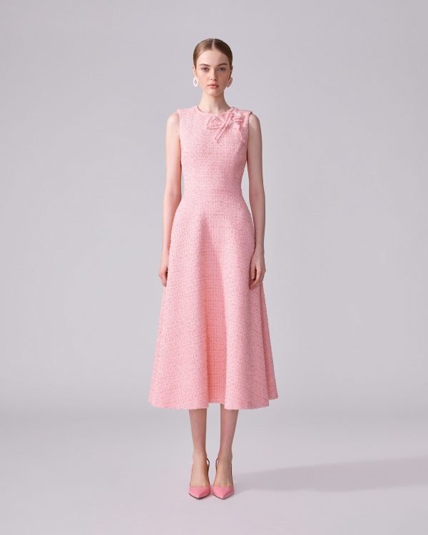 Vestido mídi em tweed com laço - Imagem 2