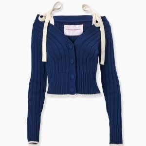 Cardigã off shoulder com laços